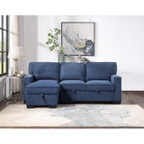 blue fabric sectional sofa side view