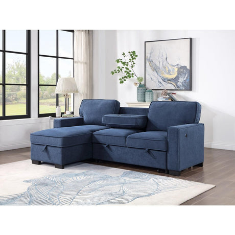 blue fabric sectional sofa main view