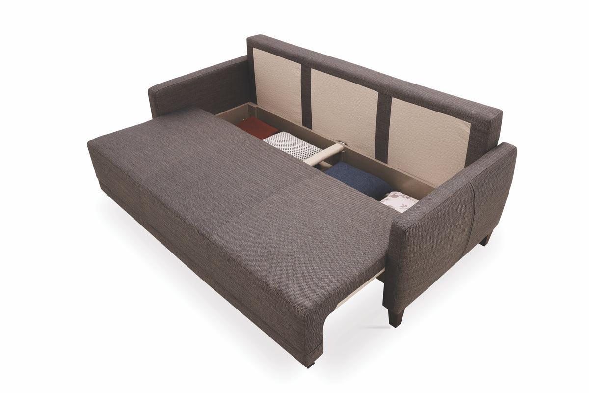 Smart Belzoni Brown/blue 3-Seater Sofa Bed With Storage - Ella Furniture