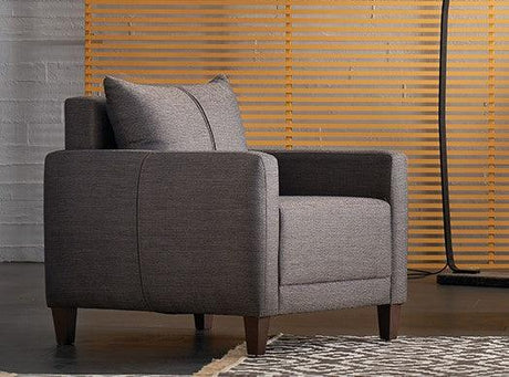 Smart Brown Armchair angled view highlighting seat and back