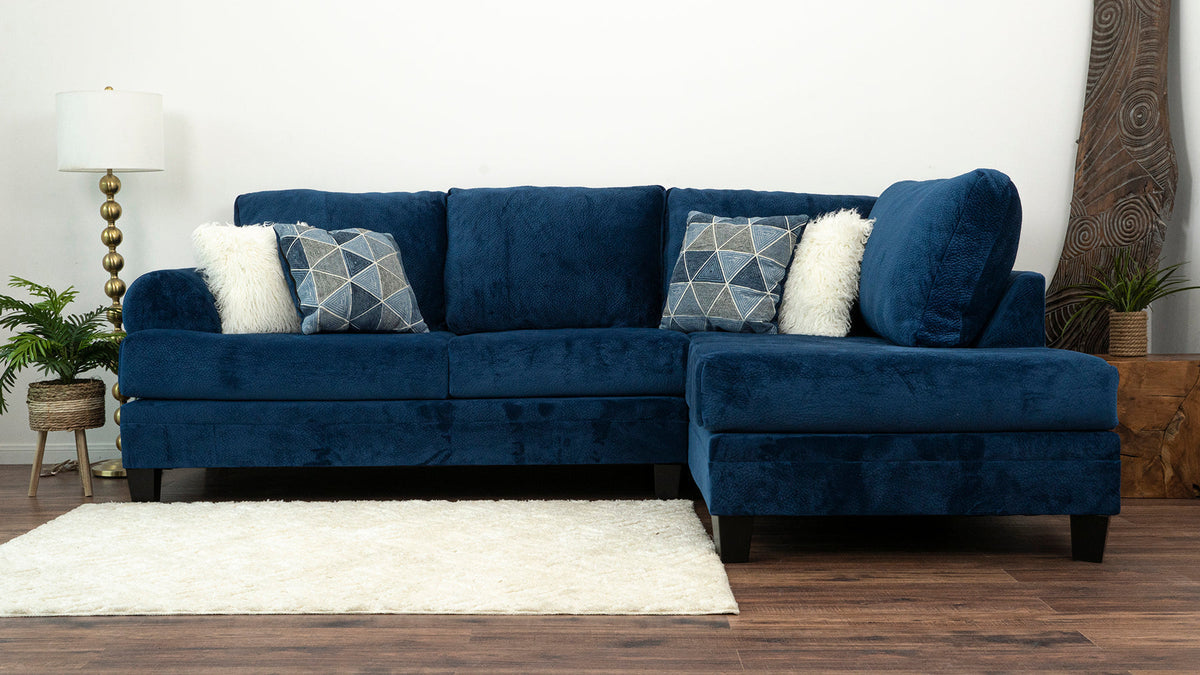 Main view of Selena Navy 124" Sectional sofa