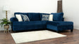 Front view of Selena Navy 124" Sectional sofa in living room setting