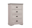 Coralee Chest Chalk Gray with four drawers angled front view