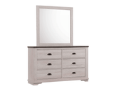 Coralee Chalk Grey Dresser front view with 6 drawers