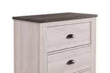 Coralee Chalk Gray Bed with slats and support legs visible