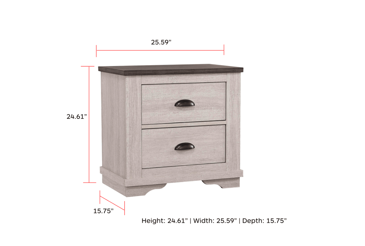 Side view of Coralee Chalk Gray Sleigh Bedroom Set bed