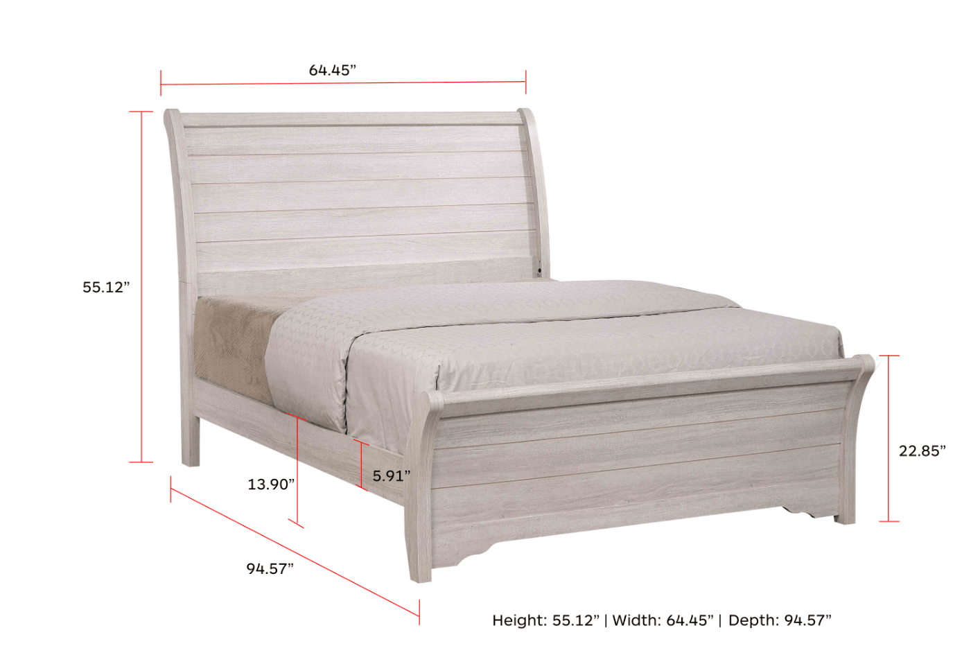 Coralee Chalk Gray Sleigh Bedroom Set main bed view