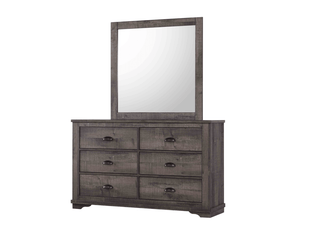 Coralee Grey 6-Drawer Dresser, front view