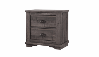 Gray Coralee Night Stand with two drawers, angled front view