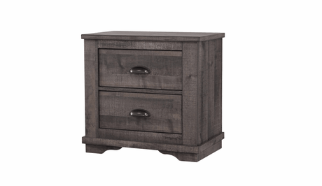 Gray Coralee Night Stand with two drawers, angled front view