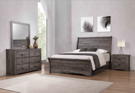 Gray Coralee Night Stand with two drawers, angled view