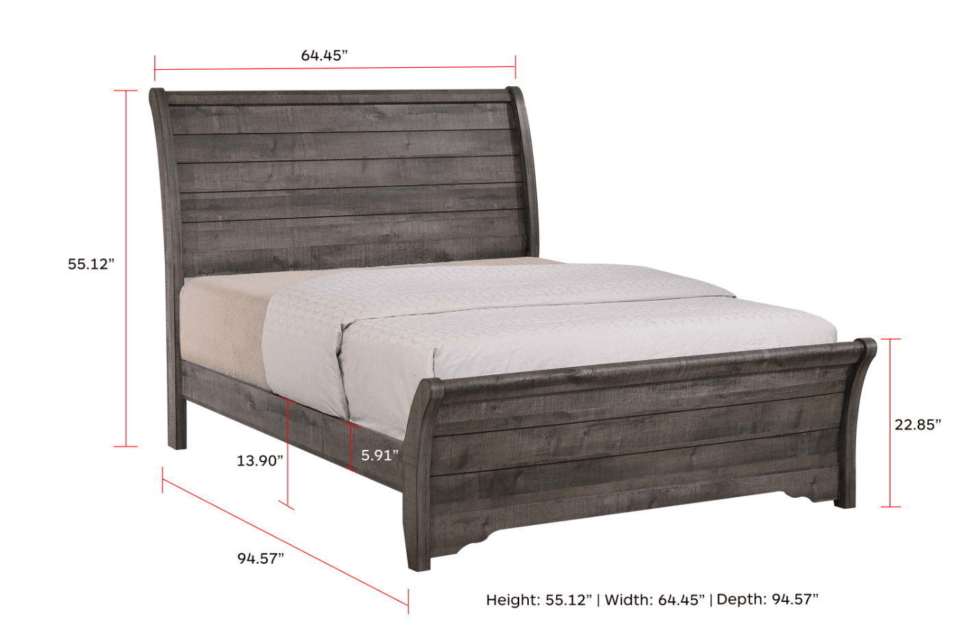 Gray Coralee Night Stand with two drawers, angled view
