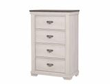 Side angle of Leighton Nightstand highlighting metal feet and drawer detail