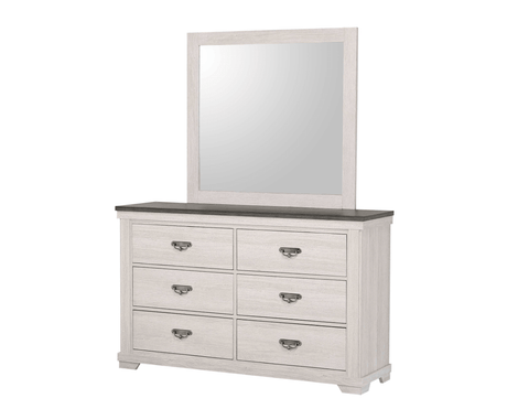 Leighton Cream and Brown Dresser with 6 spacious drawers, angled view