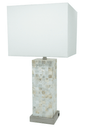 Pearl White Contemporary Modern Table Lamp with adjustable arm and brushed steel finish