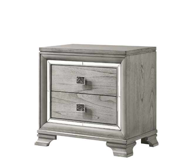 Vail Gray Nightstand with 2 Spacious Drawers, front view