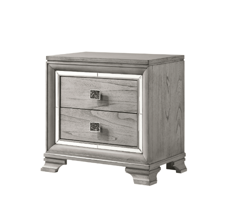 Vail Gray Nightstand with 2 Spacious Drawers, front view