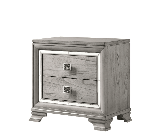Vail Gray Nightstand with 2 Spacious Drawers, front view