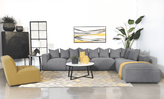 main view of Jennifer 6-Piece Tight Seat Modular Sectional Grey sectional sofa