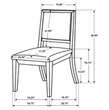 Front angle of Louise Leaf dining table and chairs