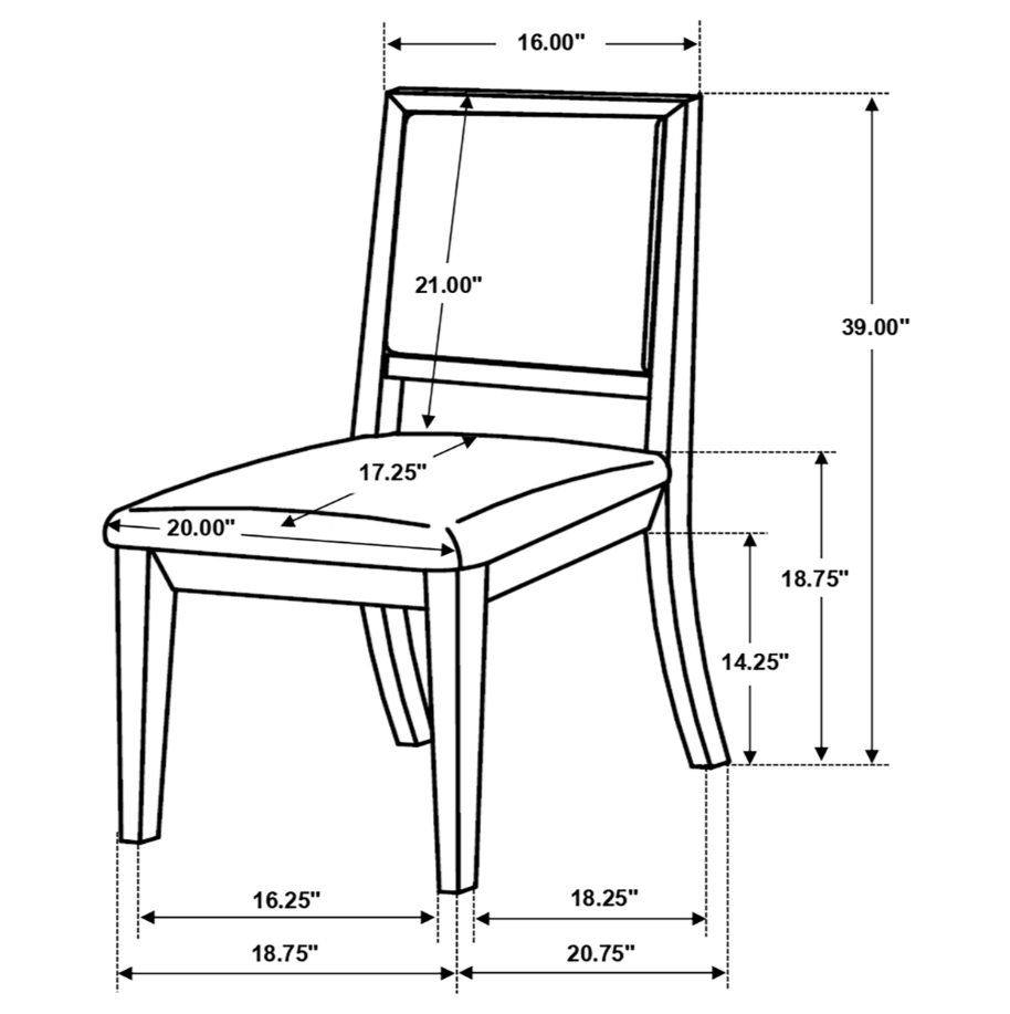 Front angle of Louise Leaf dining table and chairs
