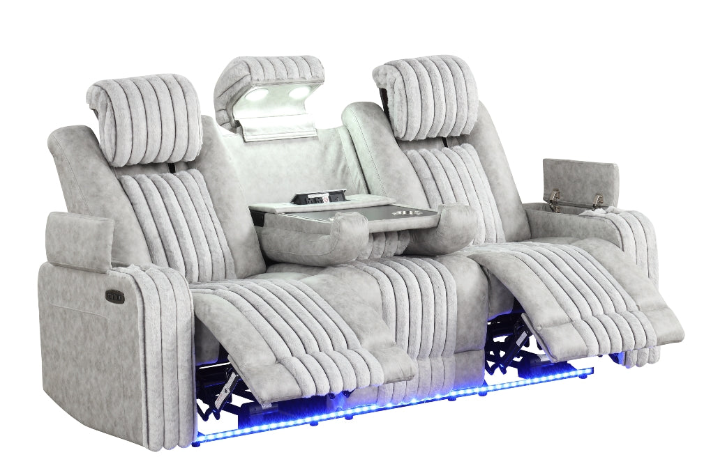 Lita power recliner with LED lighting, angled view