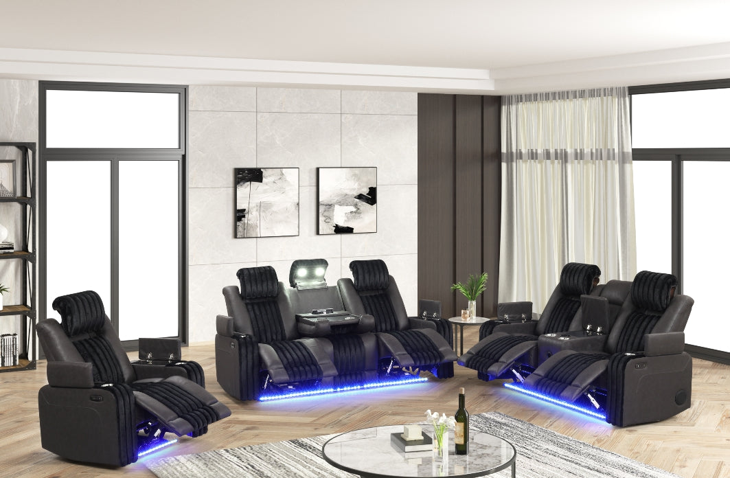 Lita Black Power 3-Piece Reclining Set