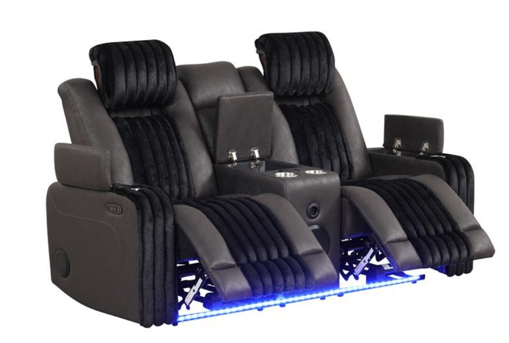 Lita brown power recliner chair with LED lighting