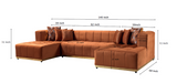 Close-up detail of Amelia Orange Velvet Double Chaise 140" Sectional Sofa