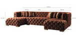 Seva Orange Velvet Double Chaise sectional sectional room scene
