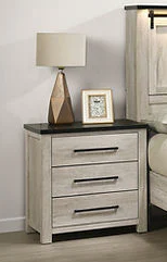 Loza White Nightstand side view showcasing drawers and white-wash finish