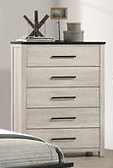 Loza White Bedroom Set showing full dresser with mirror from front angle