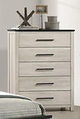Loza White Bedroom Set showing full dresser with mirror from front angle