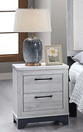 Kevin light gray nightstand angled view
