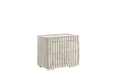 Henley Cream Nightstand front angle showing glass top
