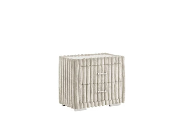 Henley Cream Nightstand front angle showing glass top