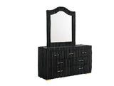 Bedroom scene with Micah Henley black upholstered platform bed
