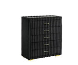 Micah Henley black upholstered platform bed headboard close-up