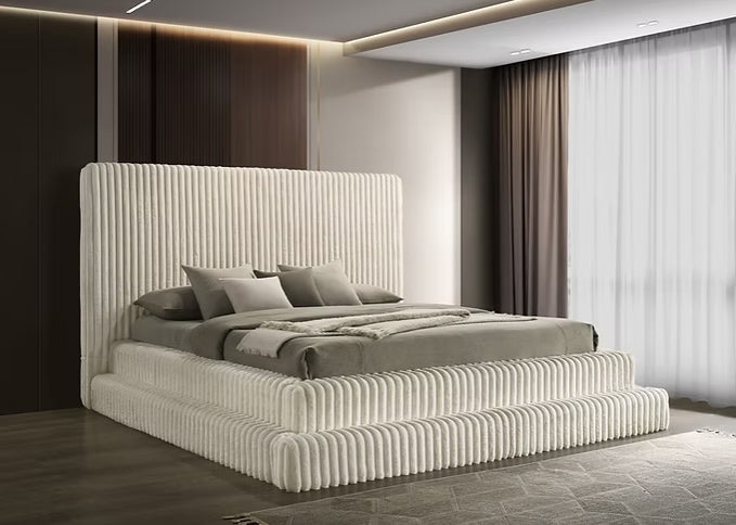 Main view of Micah Henley Cream Upholstered Platform Bedroom Set bed