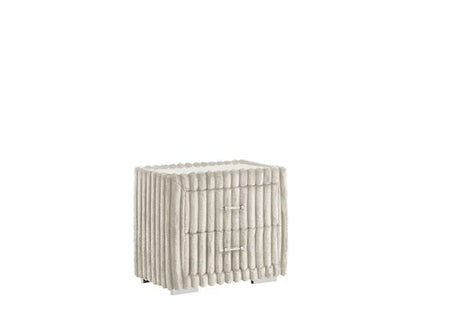 Micah Henley Cream nightstand with glass top front angle