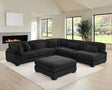Front view of Supreme Black Soft Corduroy 6-piece sectional sofa