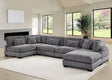 Supreme Grey Soft Corduroy Sectional sofa front view