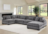 Supreme Grey Soft Corduroy Sectional sofa front view