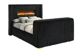 Back view of Henley black nightstand with glass top