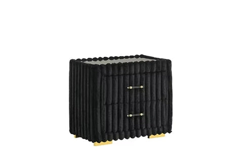 Front view of Henley black nightstand with glass top
