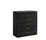 bedroom view of Atlam Henley Black Upholstered Canopy Platform Bedroom Set bed