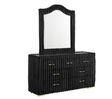 side view of Atlam Henley Black Upholstered Canopy Platform Bedroom Set bed