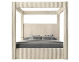 Bedroom view of Atlam Henley Cream Upholstered Canopy Platform Bedroom Set bed