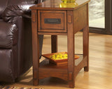 Breegin Brown Chairside End Table Magazine Rack Side