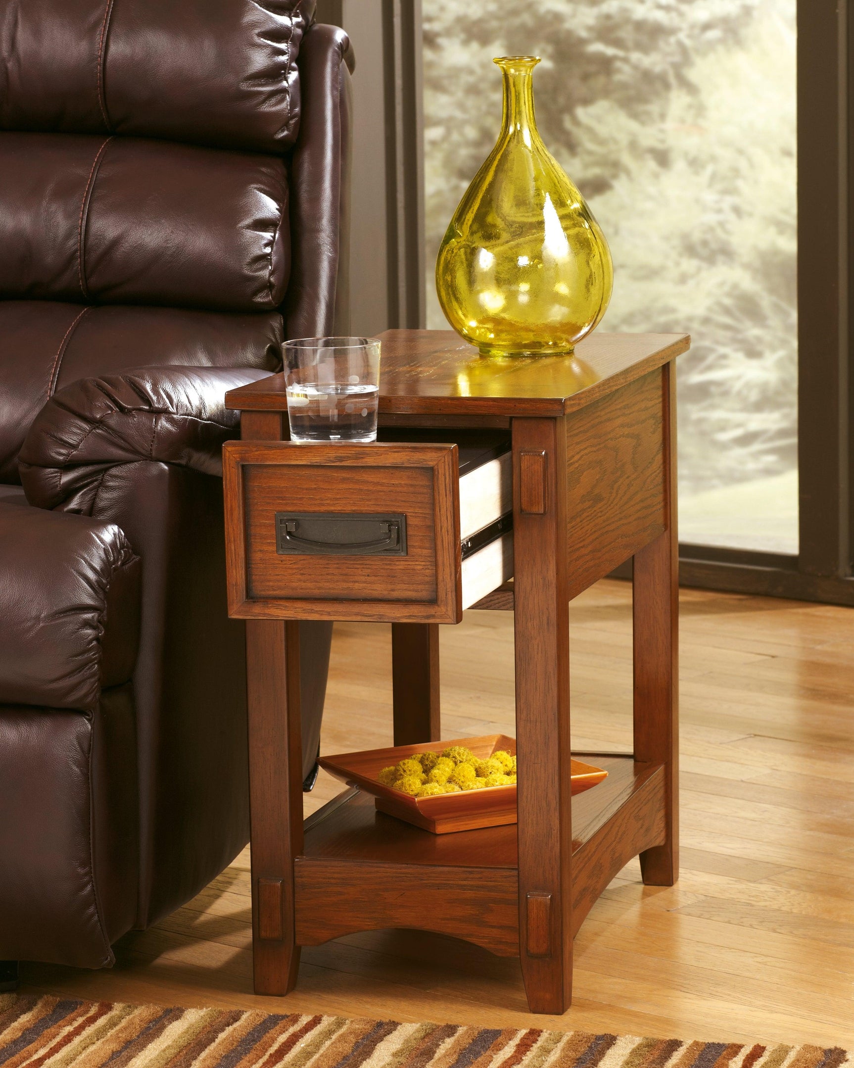Breegin Brown Chairside End Table Storage Features